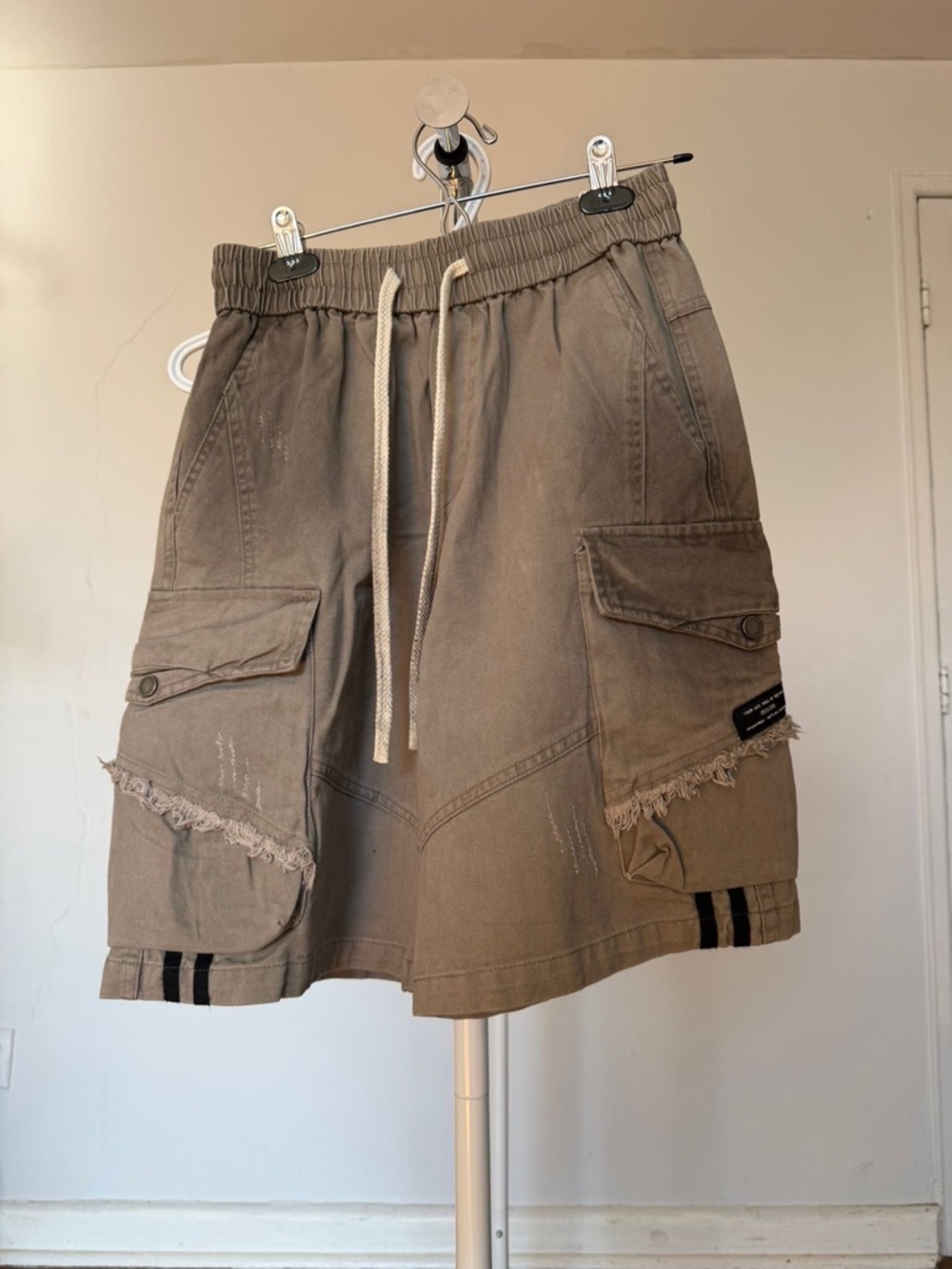 Men's Casual Cargo Drawstring Shorts - Taupe